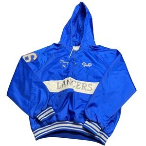 Vintage Lancers Tennis Windbreaker Mens XL Blue Pullover Hooded Jacket